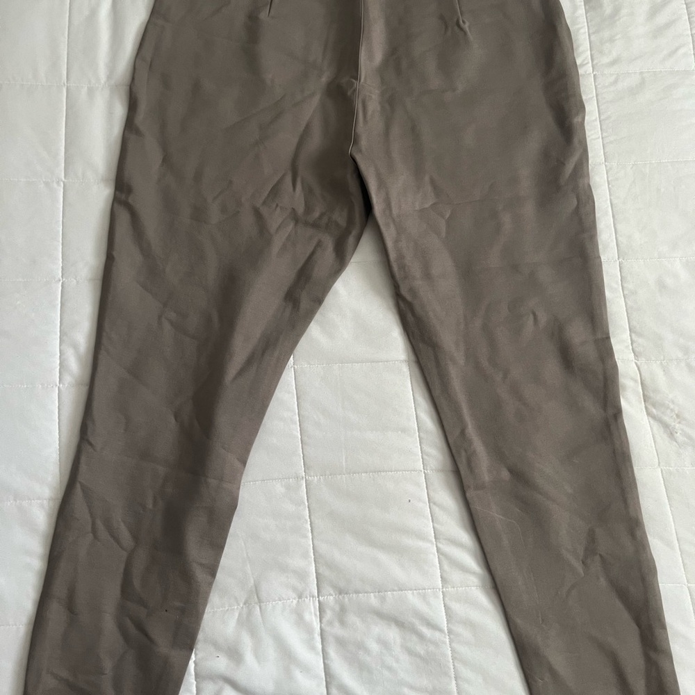 Elegant Tan Pantsuit with Smooth Fabric and Straight Leg